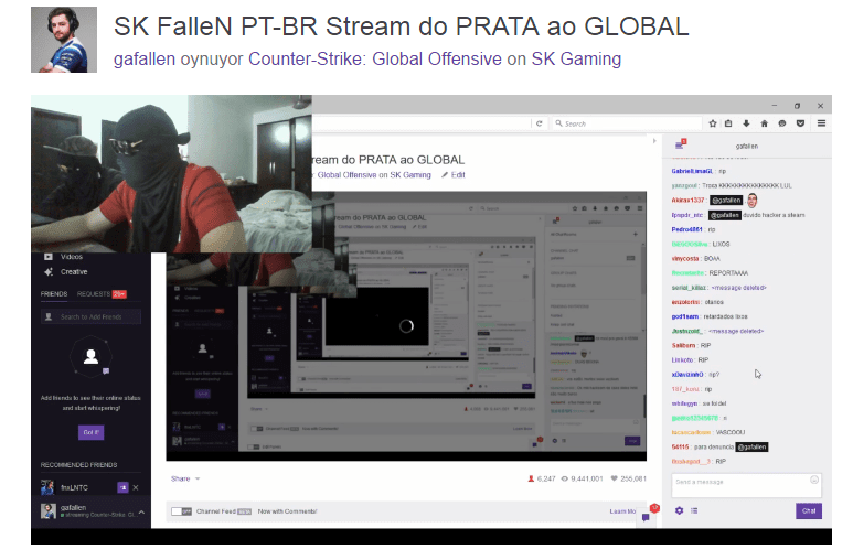 FalleN Twitch hesabı görüntüsü