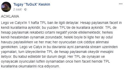 Tugay TuGuX Keskin TPL Açıklama