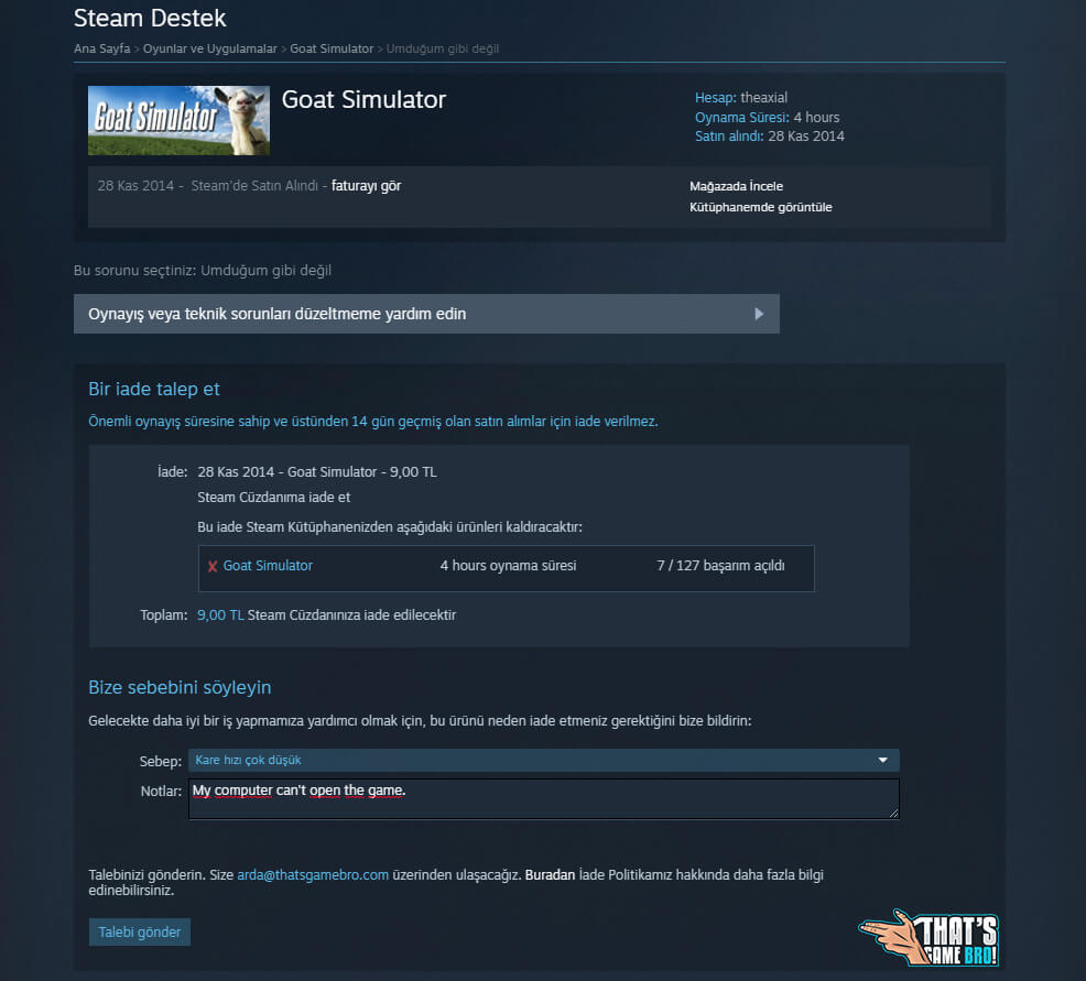 İade Talebini Göndermek
