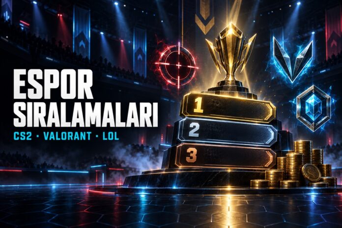 Espor Sıralamaları Espor sıralamaları kapak görseli: CS2, Valorant ve LoL dünya sıralamaları